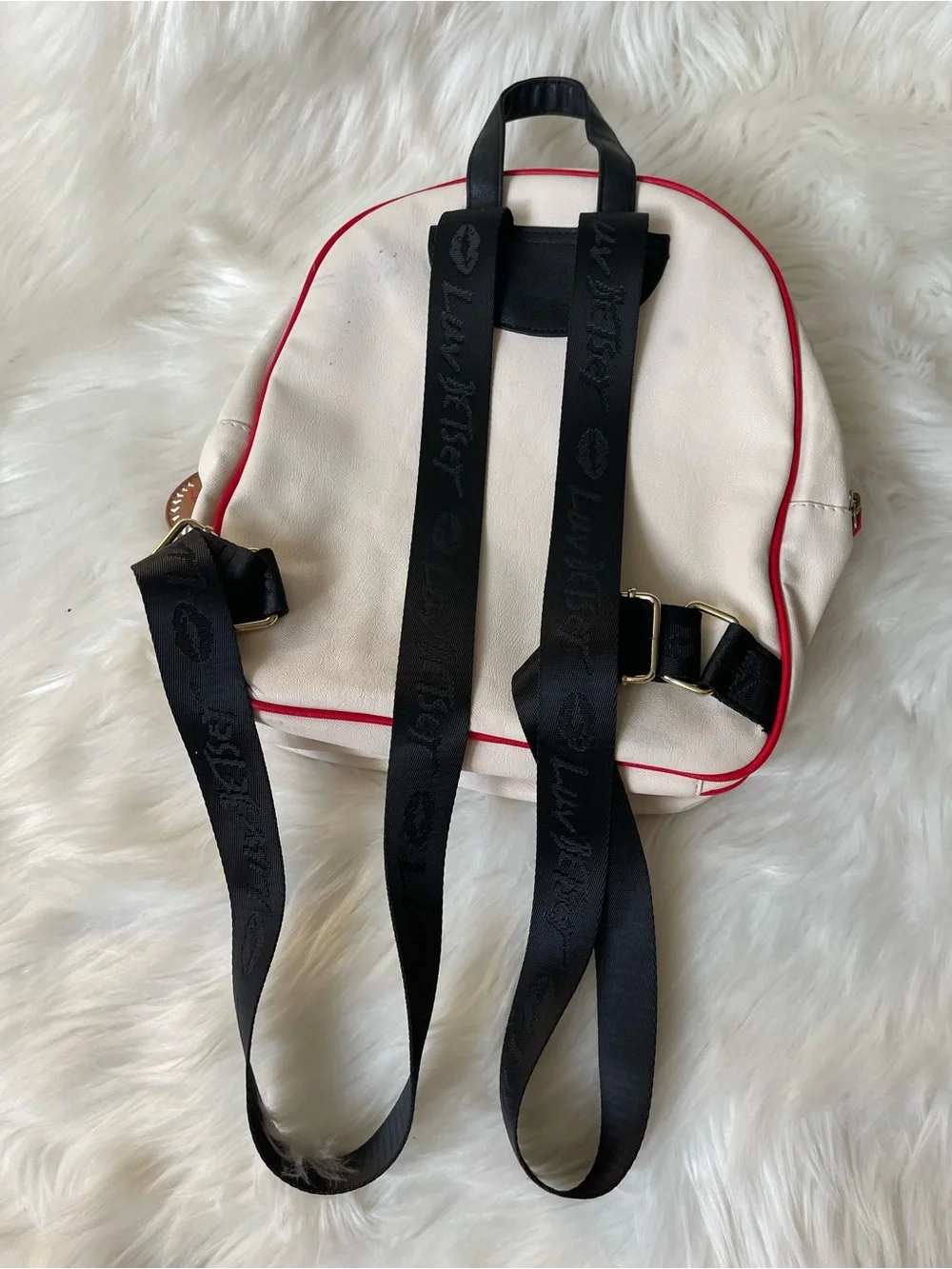 Betsey Johnson Baseball Backpack White Red Novelty Sports Bag Glove Charm